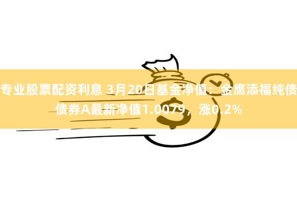 专业股票配资利息 3月20日基金净值：金鹰添福纯债债券A最新净值1.0079，涨0.2%