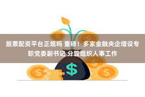 股票配资平台正规吗 重磅！多家金融央企增设专职党委副书记 分管组织人事工作
